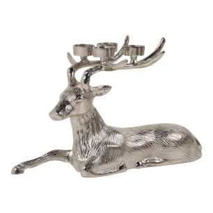 Candle Holder deer laying silver 57x52x27cm