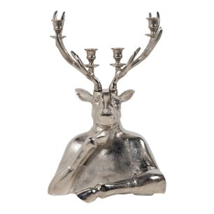 Candlestick holder deer silver 60x45x22cm