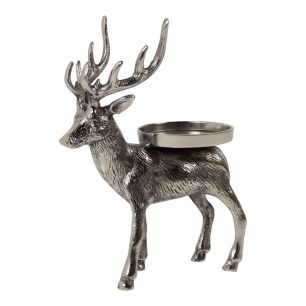 Candle Holder pillar deer silver 30x23x12,5cm