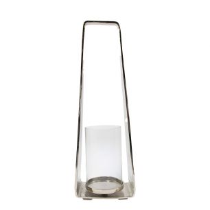 Lantaarn modern zilver h60 d20x12cm