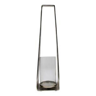 Lantaarn modern zilver h78 d20x16cm
