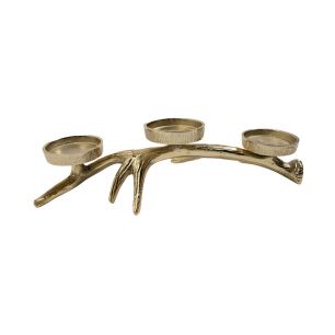 Tealightholder antler 3 gold 8x39x18cm
