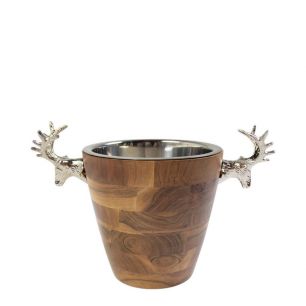Champagne Koeler hert hout zilver  27x39x24cm