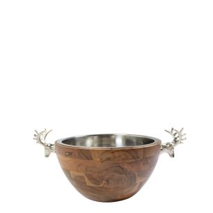 Champagne Koeler hert hout zilver 18x45x29cm