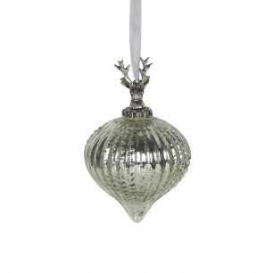 decoration ball antler silver 12cm