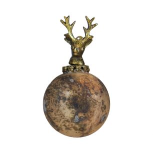decoration ball deer antique gold 8cm