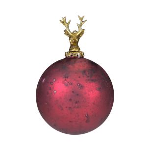 decoration ball deer antique red 12cm
