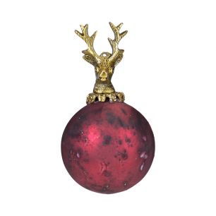 decoration ball deer antique red 8cm