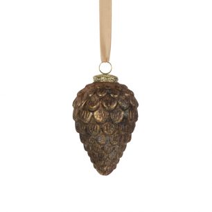 decoration pine cone antique brown 14cm