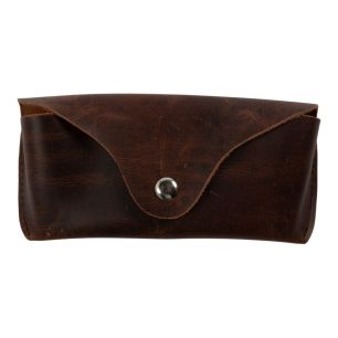 Étui à lunettes en cuir rouille antique (Bos taurus)