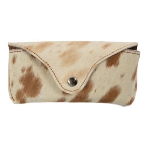 Étui à lunettes en cuir marron et blanc (Bos taurus)