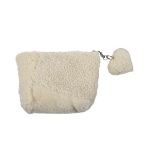 sheep white pouch with heart 15cm (ovis aries)