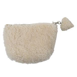 sheep white pouch with heart 18cm (ovis aries)