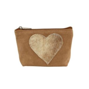 sac de maquillage coeur marron 15cm