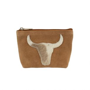 make up bag bull head brown 15cm (bos taurus taurus)*