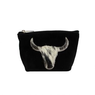 make up bag bull head black 15cm (bos taurus taurus)*