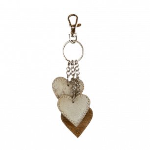 key chain 3 hearts brown 12cm (bos taurus taurus)