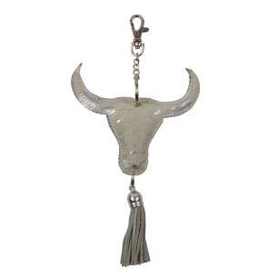 porte-clé noir taureau argent 10cm*