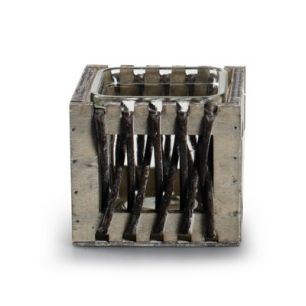 Houten doosje met accubak 'nox' h8 d9 cm