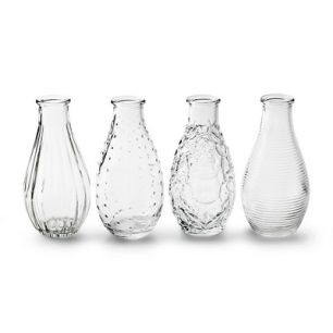 Bottlevase 4-ass. 'decor' h14 d7 cm