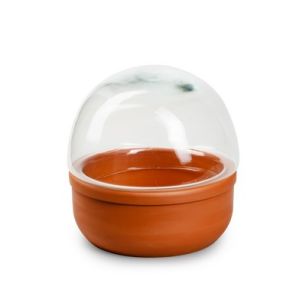 Glasglocke mit Bodenplatte aus Keramik 'Sintra' h17 d17 cm