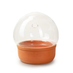 Glasglocke mit Loch mit Bodenplatte aus Keramik 'Sintra' h25 d21 cm