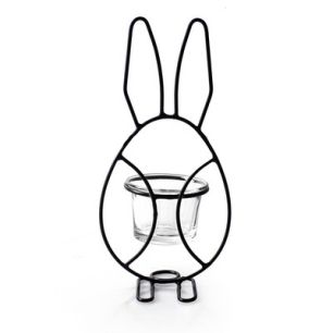 Easterbunny with candle holder 'peter' black 20x10 cm