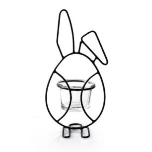 Easterbunny with candle holder 'benjamin' black 20x10 cm