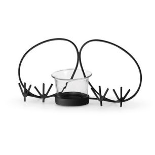 Eastereggs with feet and tealightholder 'happy' black 10x20 cm