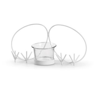 Eastereggs with feet and tealightholder 'happy' white 10x20 cm