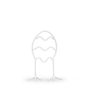 Osterei mit Füßen, mit Streifen 'Happy' weiß h10xL5xb4 cm