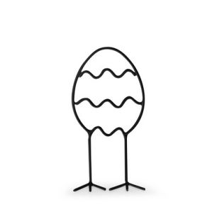 Osterei mit Füßen, mit Streifen 'Happy' schwarz h15xL8xb5 cm