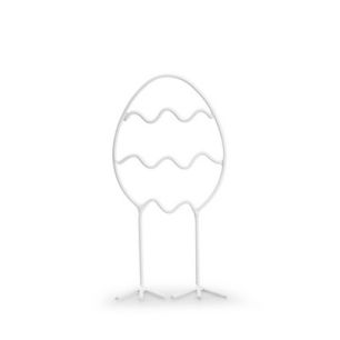 Osterei mit Füßen, mit Streifen 'Happy' weiß h15xL8xb5 cm