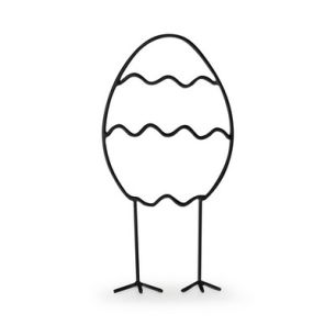 Osterei mit Füßen, mit Streifen 'Happy' schwarz h20xL10xb5.5 cm