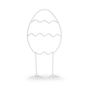 Osterei mit Füßen, mit Streifen 'Happy' weiß h20xL10xb5.5 cm