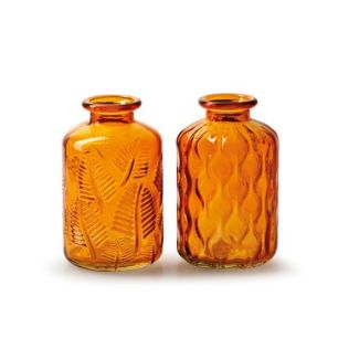 Bottlevase 2-ass. 'tango' orange h10 d6 cm