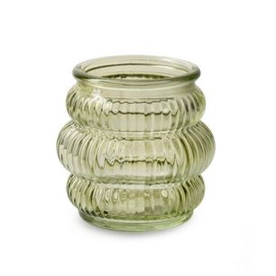 Teelichthalter 'Flip' grün h8 d8 cm