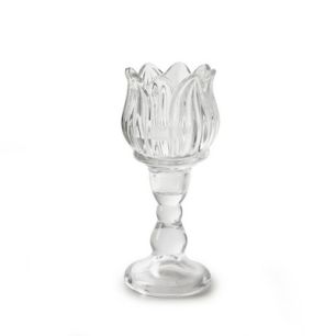 Candleholder on foot 'tulp' h15.5 d7 cm