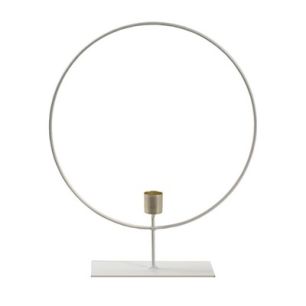 Metal ring with candleholder on foot 'ring' white h30 d25 cm
