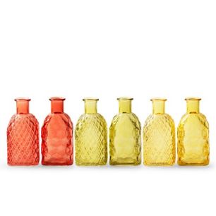 Bottle vierkant 2 ass. 'R&B' mix pink green yellow h13,5 d6,5 cm