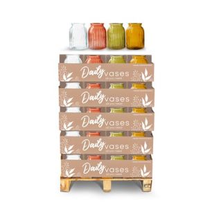 Display 100 pieces 'daily vases' clear pink green yellow vase H20 d15