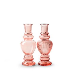 Vase 2ass. 'liselot' pink h16 d6 cm