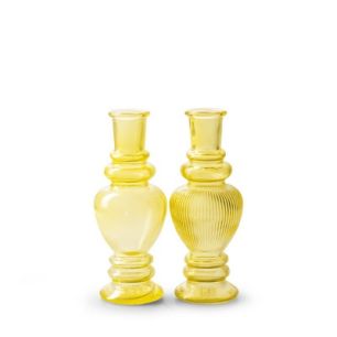 Vase 2ass. 'liselot' yellow h16 d6 cm