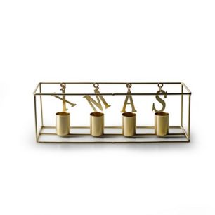 Metal candleholder 'xmas' gold h11 33x10 cm
