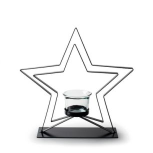 Metal star black h24 cm