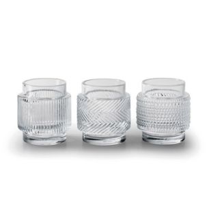 Tealighthouder 3-ass. 'claude' clear h8 d7 cm