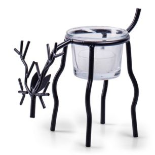 Metal tealightholder rendeer black h12 d13,5x9,5 cm