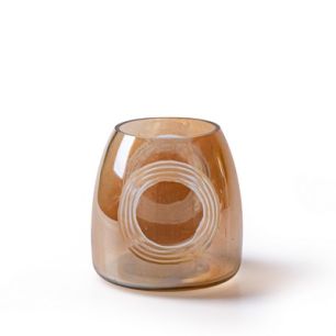 Vase with rings 'janine' brown h9.5 d9.5 cm