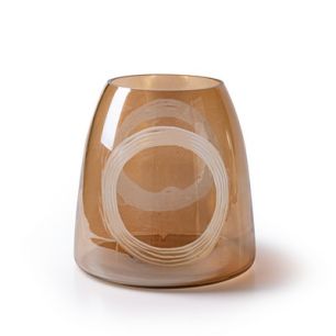 Vase with rings 'janine' brown h15 d14.5 cm