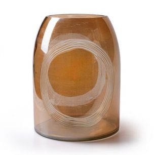 Vase with rings 'janine' brown h20 d15 cm
